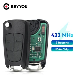 KEYYOU Flip Remote Car Key 433MHZ PCF7941/7946 For Opel Vauxhall Astra H 2004-2009 Zafira B 2005-2013 Corsa D Vectra 2/3 Buttons