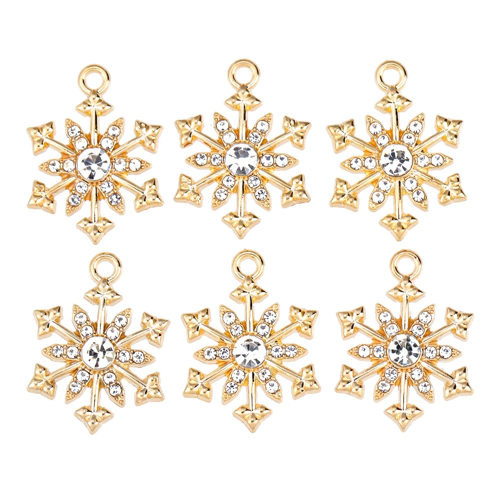 10 Stück Metall Zink legierung Mix Größen Schneeflocken Strass Charms für DIY Schmuck Herstellung Armband Ohrringe Zubehör Weihnachten Anhänger – Detail 4