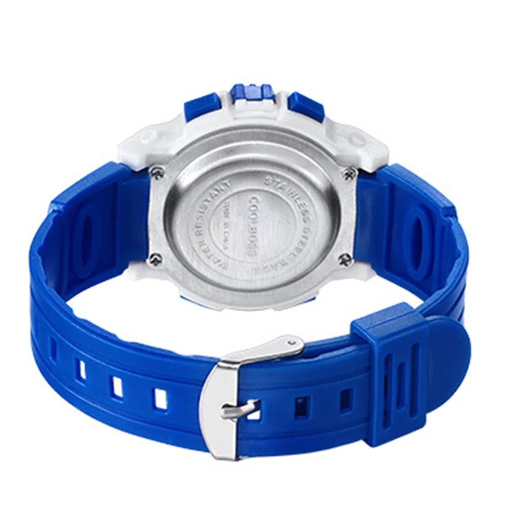 腕時計 防水 ブルー スポーツ腕時計 ユニセックス デジタル アナログ アラーム ストップウォッチ 腕時計