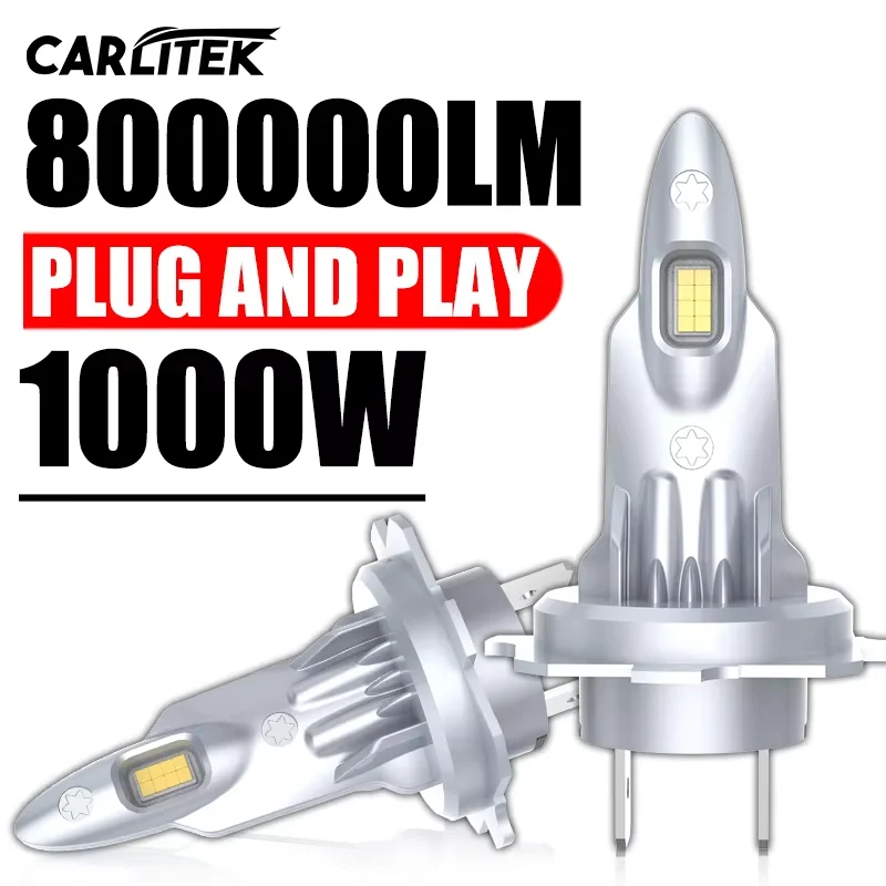 1000W 800000LM Turbo H7 LED CANBUS Light Mini Head Lamp 1:1 Size Wireless H7 Car LED Headlight Bulb with Fan 6500K White 12V 24V