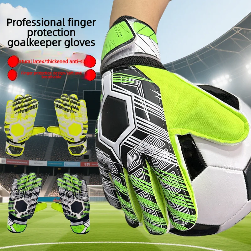 Professional Soccer Goalkeeper Gloves With Finger Save Guards, Thickened Anti Slip Latex Goalie Gloves For Adults Kids Men Women