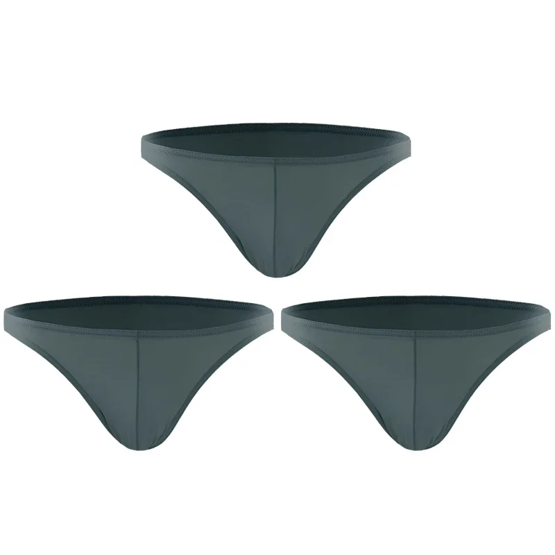3PCS Summer narrow edge men sports breathable ice silk underpants thin sexy low waist tight seamless small triangle pants