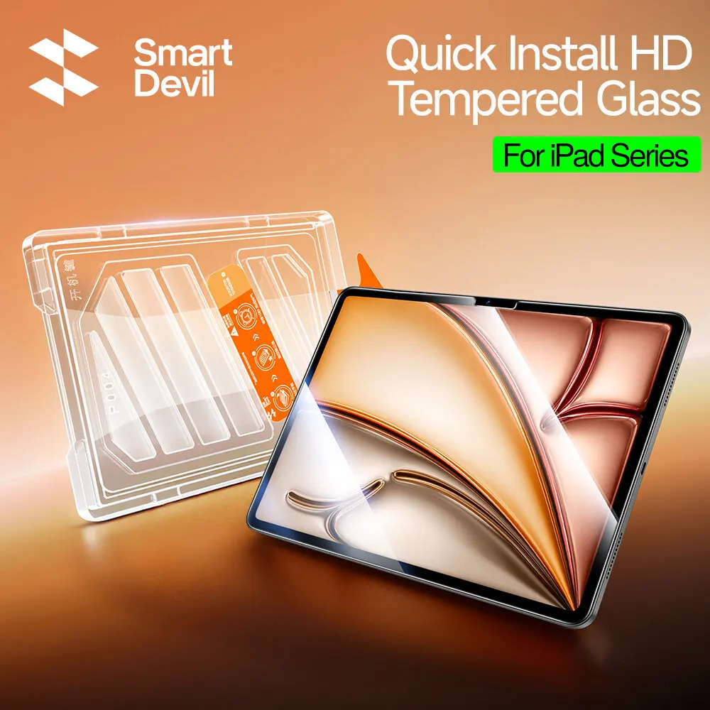 SmartDevil Dust-Free Box Quick Install HD Tempered Glass for iPad Pro 2025 iPad Air 8 Mini 7 Screen Protector Anti-scratch