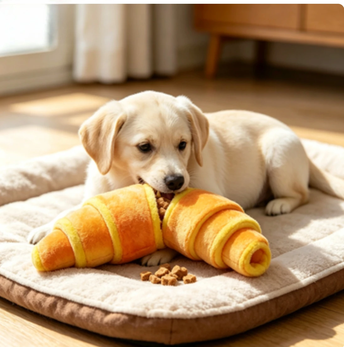 Soft Croissant Dog Toy Dog Training Bite Resistant Dog Treat Dispenser Mental Stimulation Puppy Puzzle Toy Feeding Activity