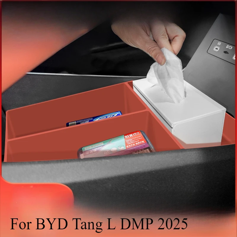 For BYD Tang L DMP 2025 Center Console Organizer Tray & Gear Shift Panel Trim Frame, Anti-Scratch Silicone Set
