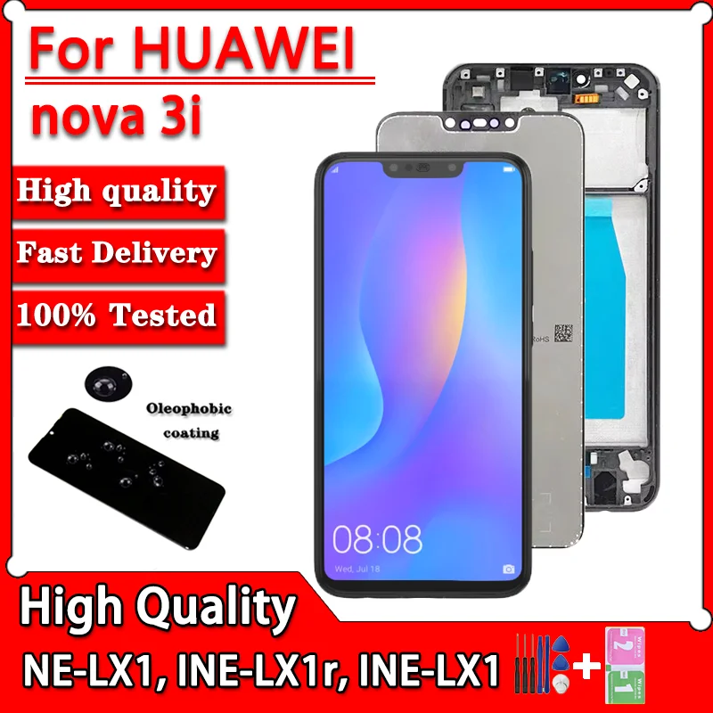 NE-LX1, INE-LX1r, INE-LX1 Lcd Premium para Huawei nova 3i nova3i pantalla táctil digitalizador Panel montaje con marco