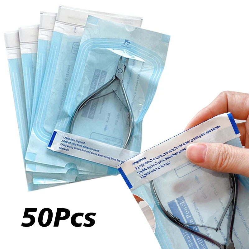 10-50 pièces Sachets de stérilisation auto-scellants pour ongles, 4 tailles, qualité médicale, jetables, accessoires et fournitures pour nail art et tatouage