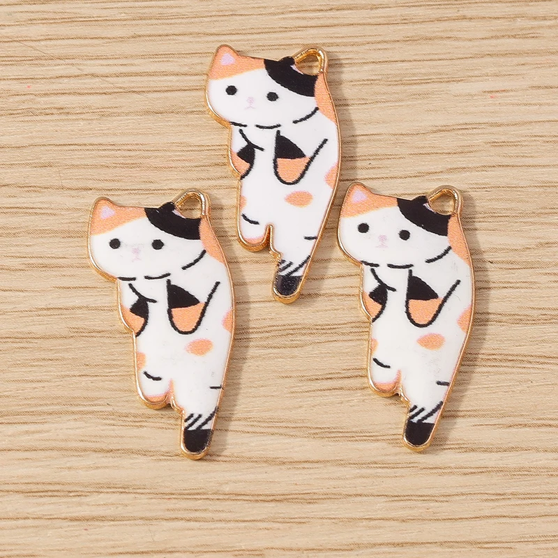 10 Stück 14x29mm Cartoon Tier Charms Emaille Katze Charms Anhänger für Schmuckherstellung Halsketten Ohrringe Armbänder DIY Handwerk Versorgung – Detail 8