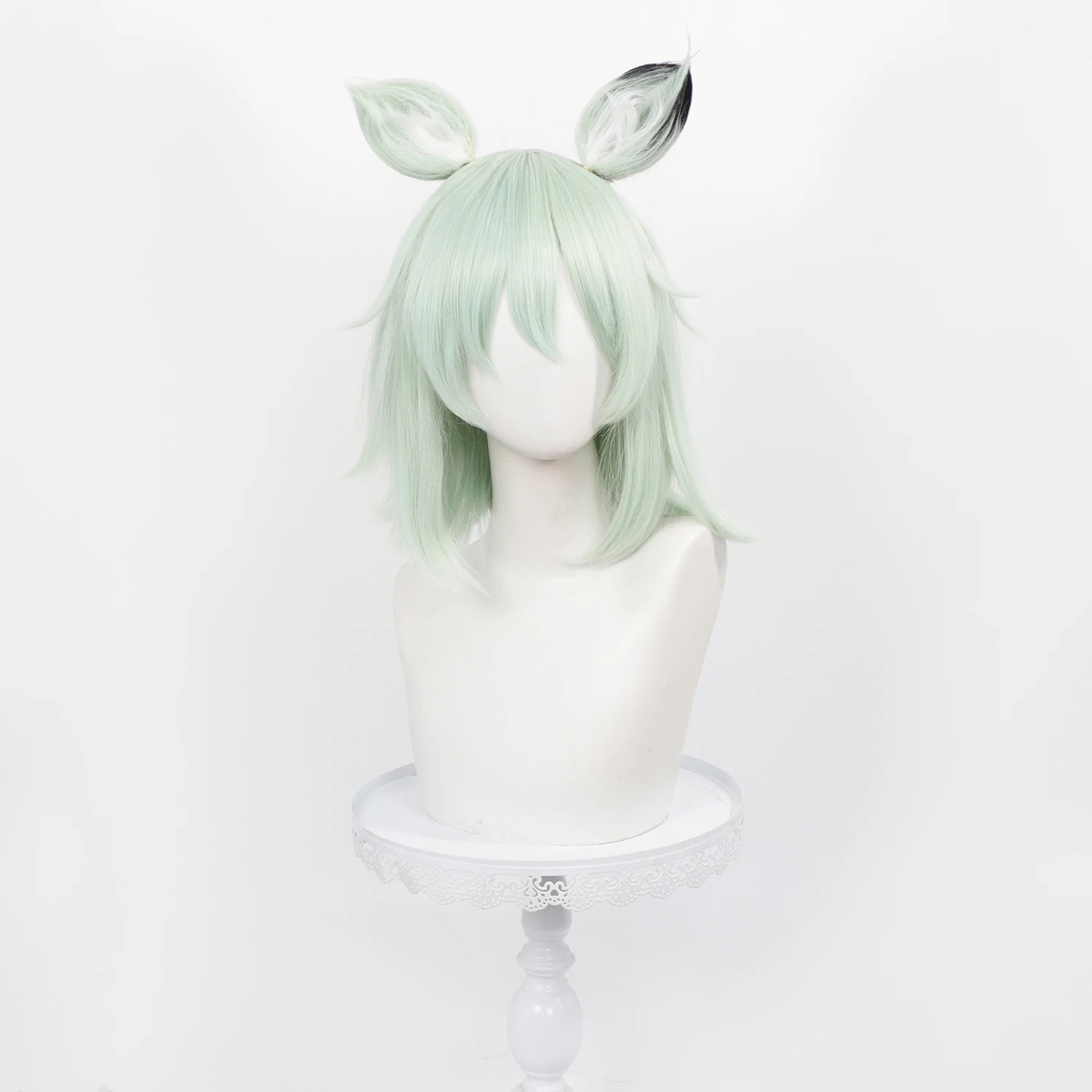 Anime Chainsmoker Cat Cos Wig Mint Green Short Hair Wig,Available With Or Without Cat Ears For Halloween Costume view 4