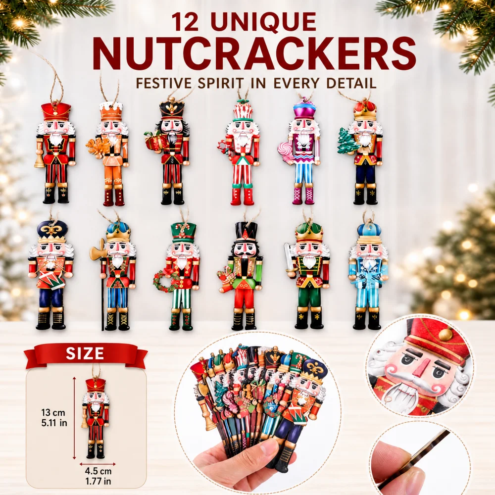12Pcs/Set Christmas Nutcracker Soldier Pendant Wooden Nutcracker Puppet Christmas Tree Ornament Navidad New Year Home Decoration