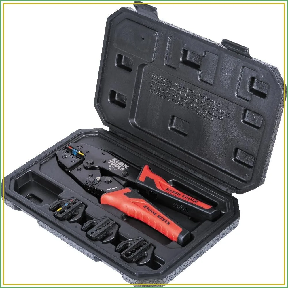Professional Ratchet Crimping Tool Set with 4 Interchangeable Dies for 10-22 AWG Terminals