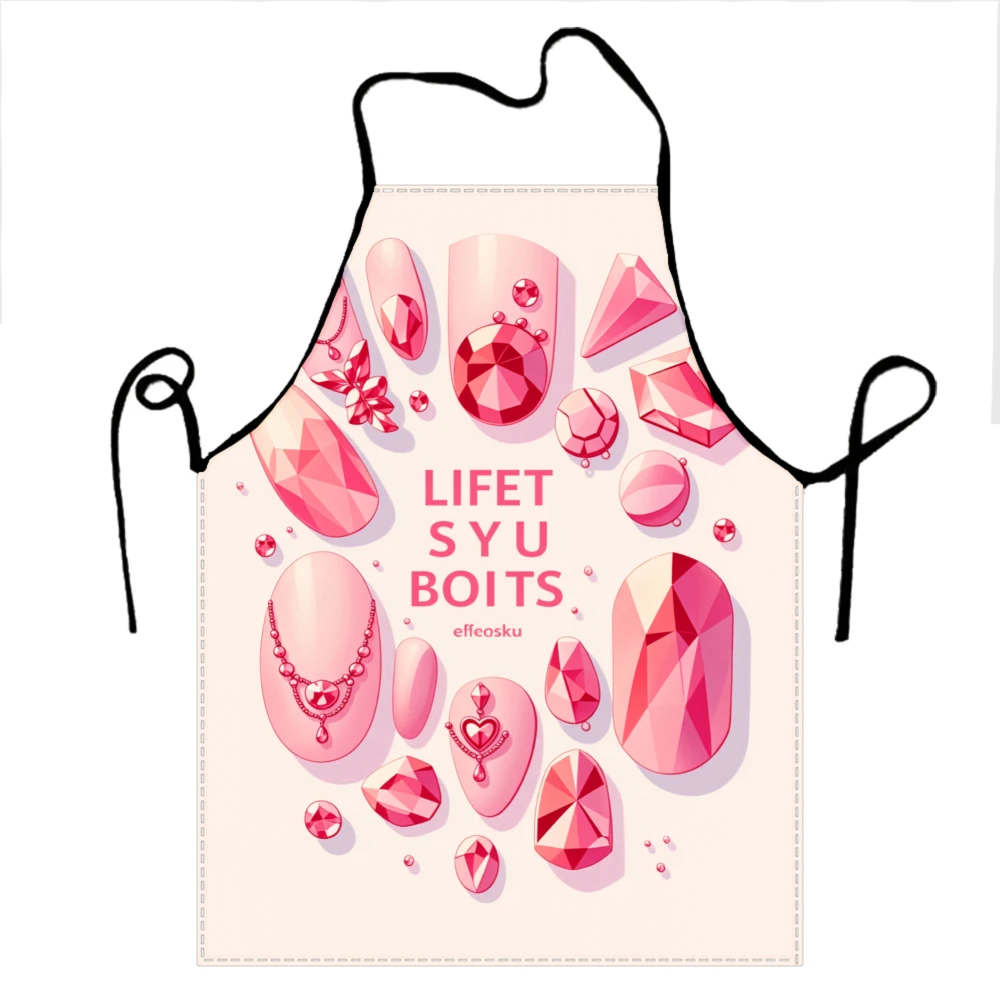 Pink Crystal Nail Art Apron With Rhinestones And Jewelry Design For Beauty Salon Or Manicure Studio Use