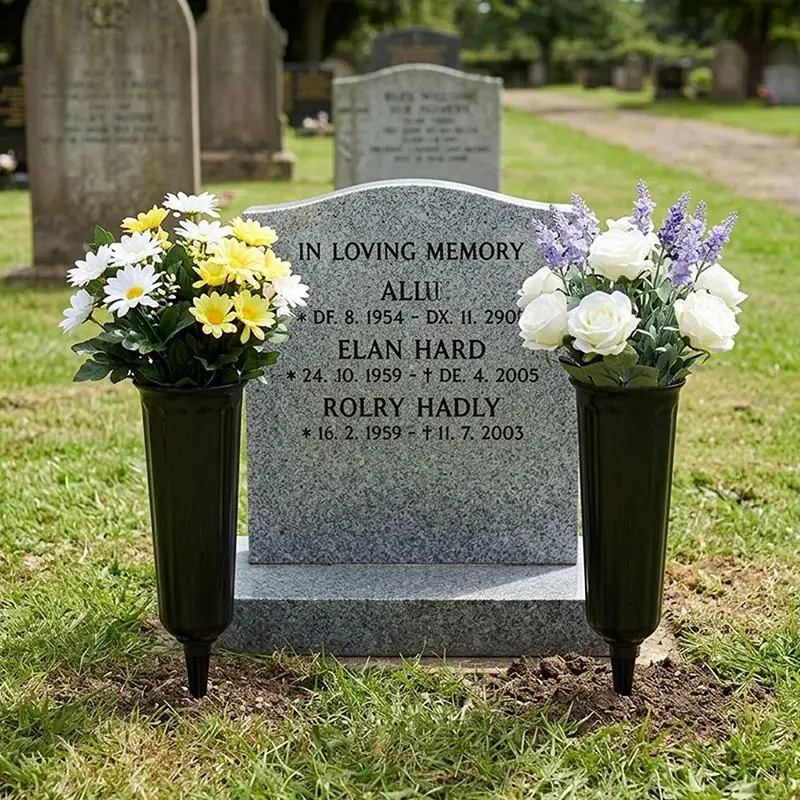 1/2Pcs Cemetery Vase With Spikes Plastic Floral Vase Holder For Gravestone Grave Yard Ground Outdoor Flower Marker Decorations