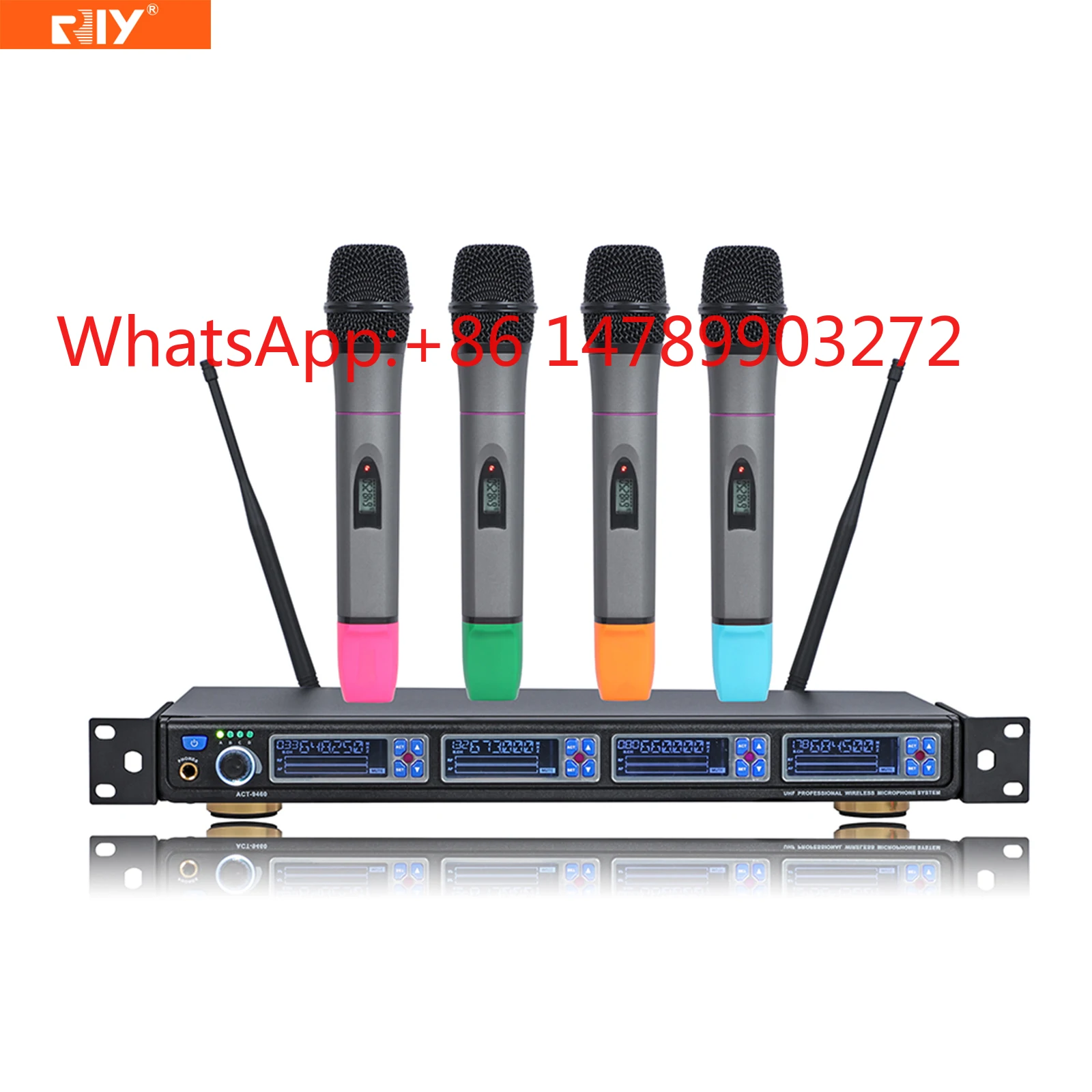 ACT-9460 4CH UHF Wireless Microphone CPU Control IR Infrared Professional Mic for Karaoke Meeting Stage