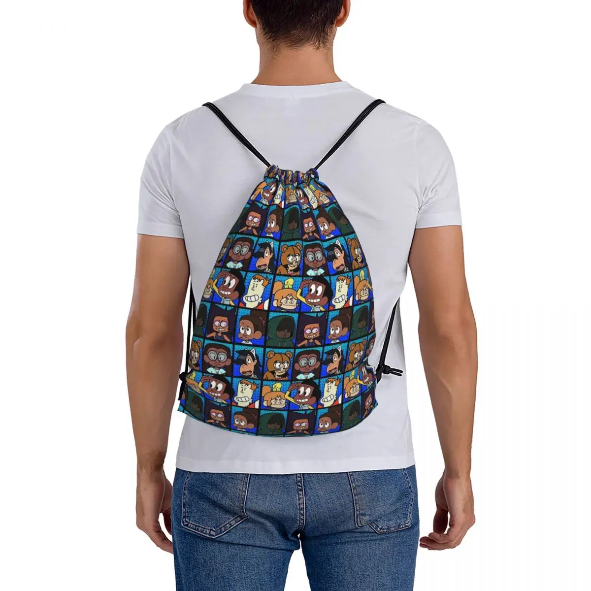 Mochila portátil con cordón para libros, bolso con cordón, bolsillo para zapatos