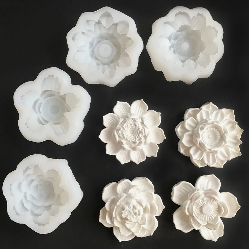 Simulation Lotus Candle Silicone Mold Blossom Flower Soap Fragrance Ornaments Making Chocolate Cake Decor