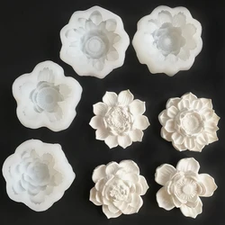 Simulation Lotus Candle Silicone Mold Blossom Flower Soap Fragrance Ornaments Making Chocolate Cake Decor