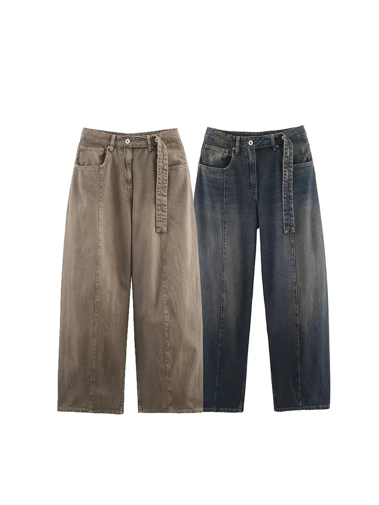 2025 Vrouwen Herfst Jeans Broek Mode Effen Losse Denim Knoppen Zakken Vrouwelijke Elegante Straat Jeans Kleding - afbeelding 2