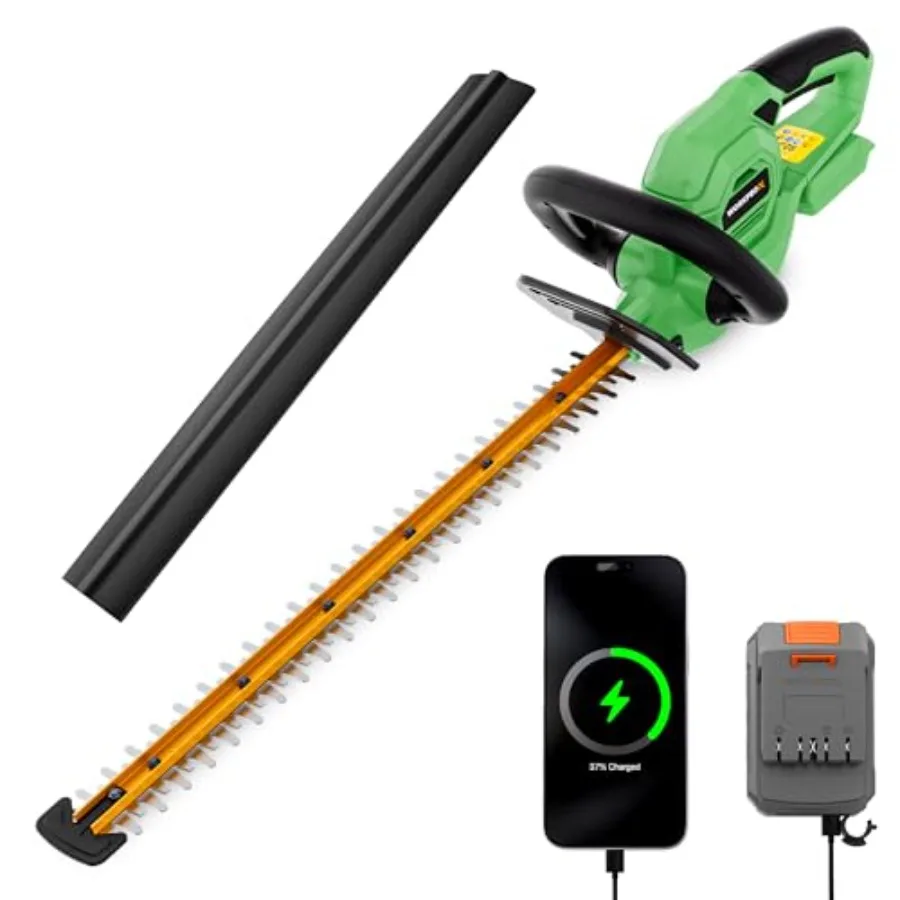 

X 20V Cordless Hedge Trimmer Electric Bush Shrub Trimmer 22" Dual-Action Blade and 3/4" Cutting Capacity with Safety Lock Great