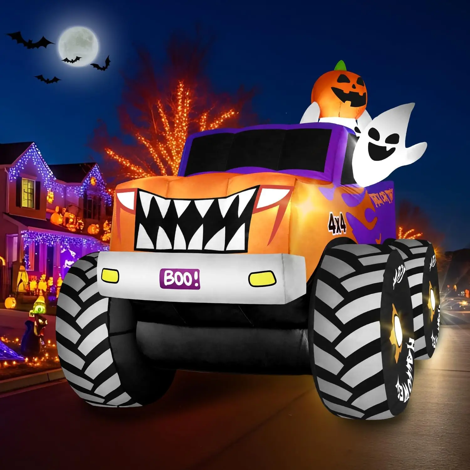 Giant Halloween Inflatables Truck Monster Ghosts Pumpkin Yard Blowups LED Light Blower Festival