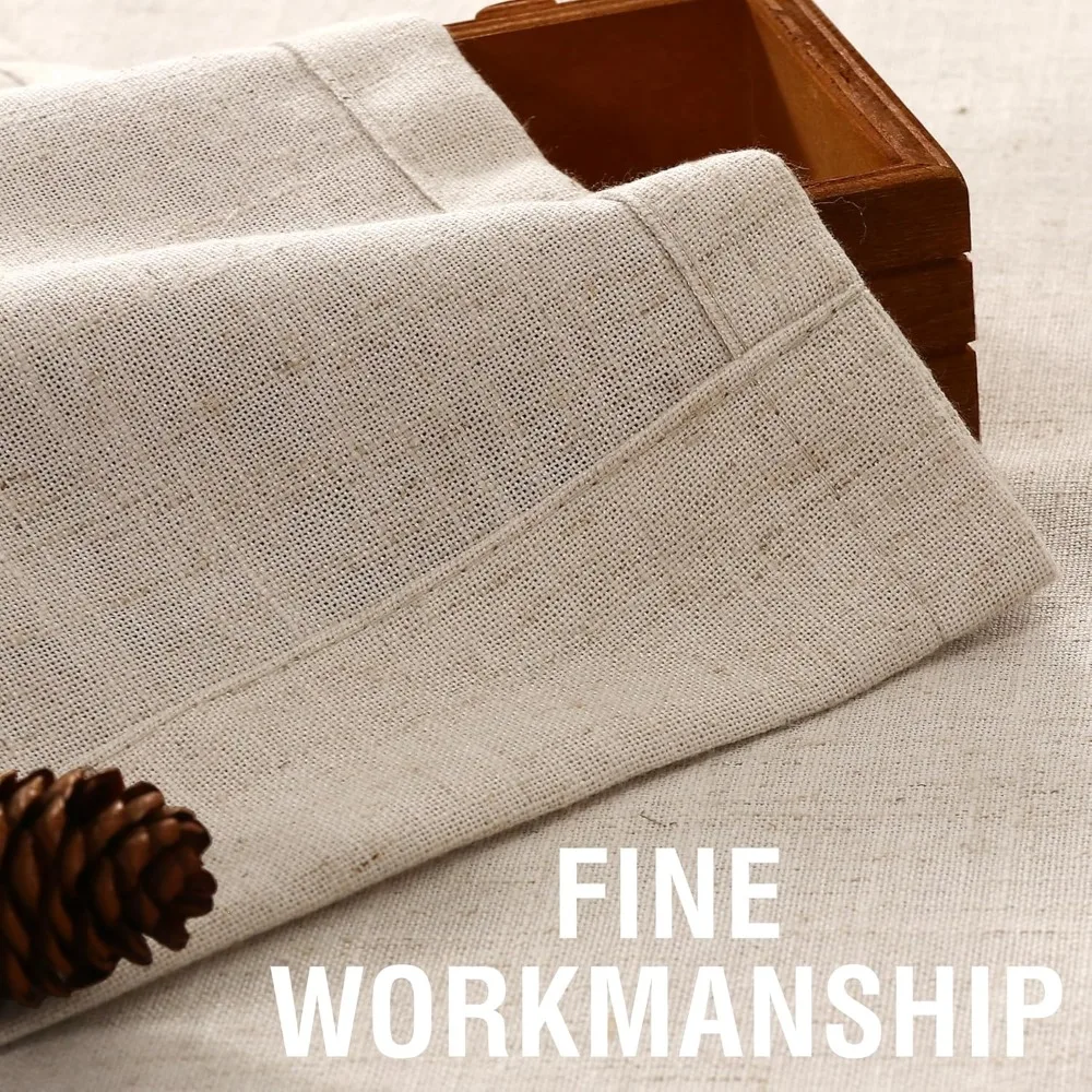 Linen Curtains 84 Inches for Living Room - 2 Panel Set, Neutral Modern Farmhouse Style, Light Filtering Privacy