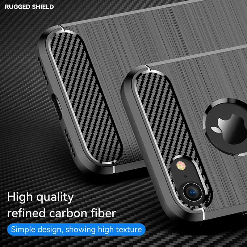 حافظة لهاتف آيفون 6S 7 8 X XS Max Luxury SE3 رفيعة للغاية Apple XR حافظة واقية SE2 من ألياف الكربون الملمس SE4 حافظة ناعمة