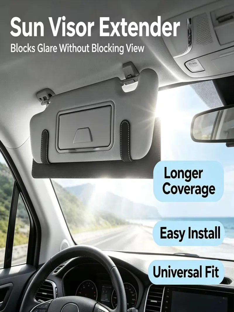 Suede Leather Car Sun Visor Extender Anti-Glare Shield for Side Window Adjustable Sunshade Extension Board Universal Interior PC