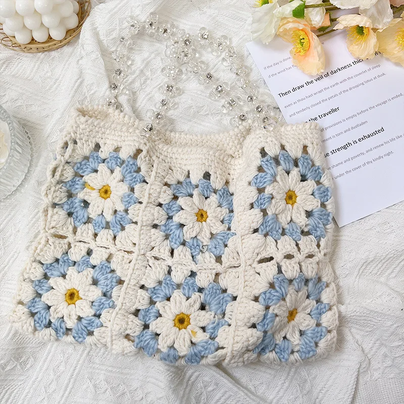 Lady Knitting Comfortable Woolen Woven Knitted Bag Handbags Fashionable Simple Ladies Totes Handbag Crochet Bag Women Girl Bags