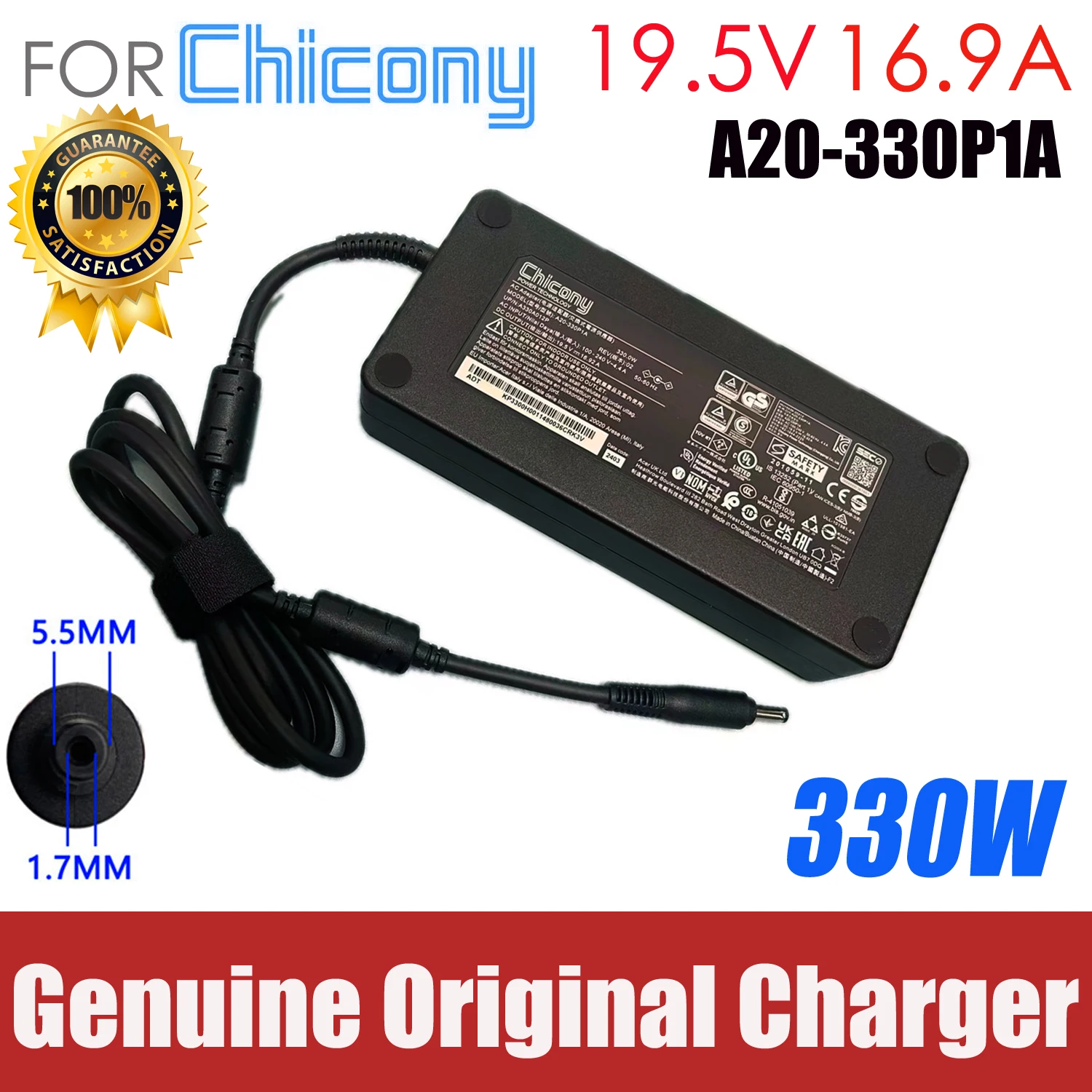 

Оригинальный адаптер питания для Chicony 19,5 В 16,92 А 330 Вт A20-330P1A A330A012P, зарядное устройство для UNVEIL NEO 15 HIGH-END GAMING Supply