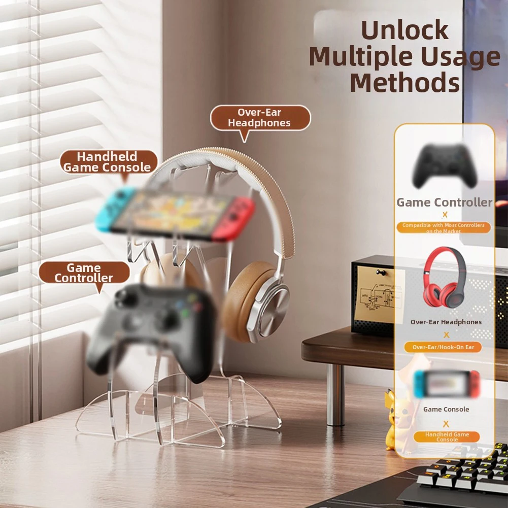 

1 шт., акриловая подставка для наушников с креплением на голову для портативной игровой консоли XBox, прозрачная стойка для хранения, сменные аксессуары