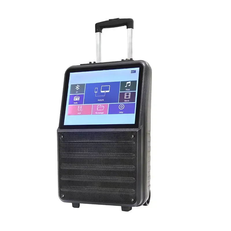 Portable Karaoke Machine with Touch Screen Android System WiFi Speaker on Wheels for Home Indoor Outdoor Audio Entertainment