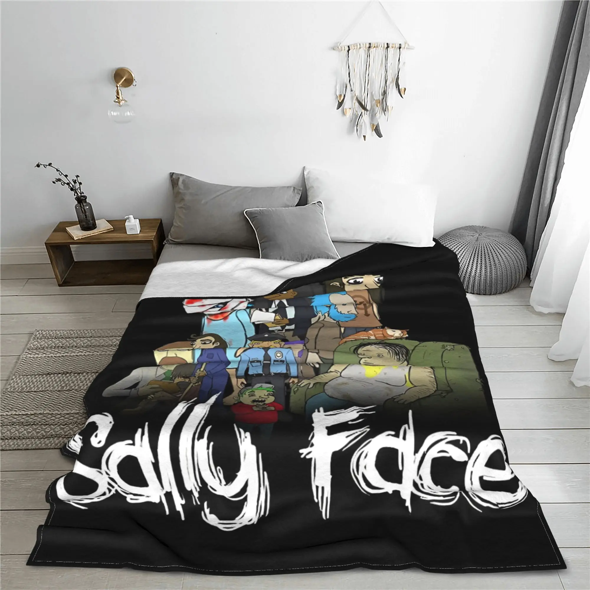 Sally Face Game Anime SF Blanket Coral Fleece Plush Horror Sal Fisher Lightweight Throw Blankets Outdoor Travel Plush Thin Quilt