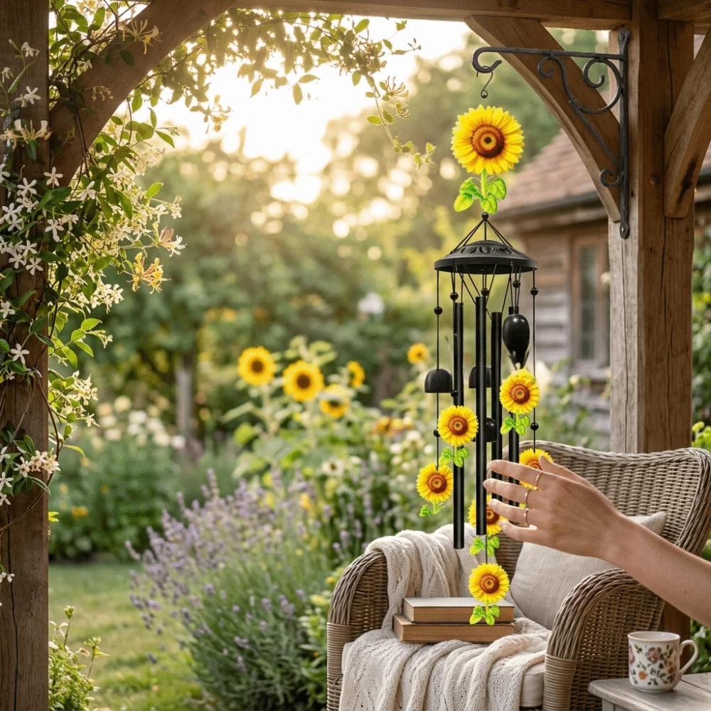 Elegant Metal Wind Chime Durable Painted Ornament Hummingbird Wind Chime Premium Metal Soft Ringing Sound Garden Wind Chime