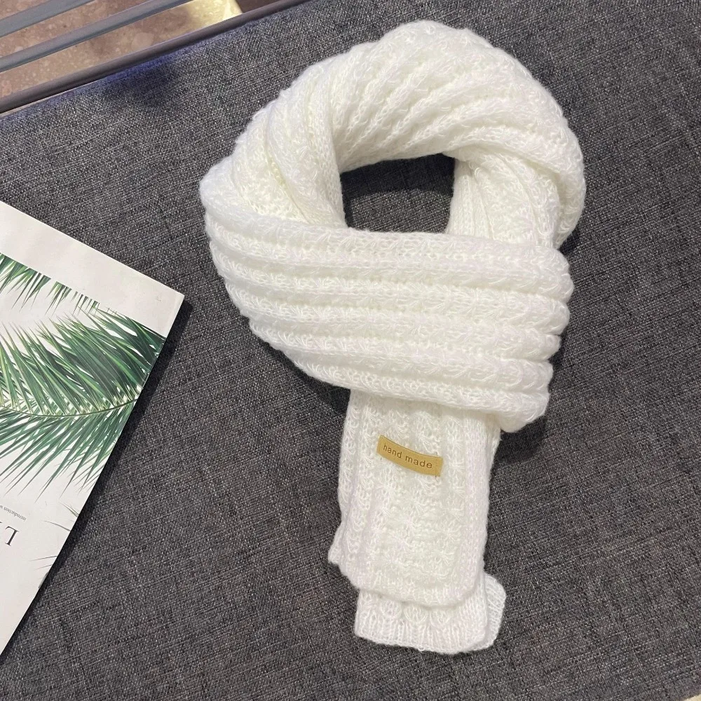

Elegant Knitting Knitted Scarf Thicken Warm Winter Cashmere Scarves Soft Solid Color Long Shawl Autumn Winter
