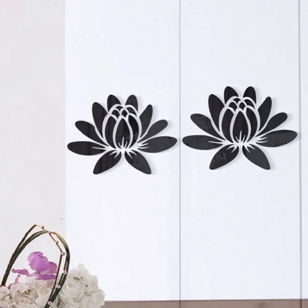 DIY Wall Stickers Home Mural Decor Blooming Lotus Flower Acrylic Mirror Sticker Wall Decals Living Room Home Decoration