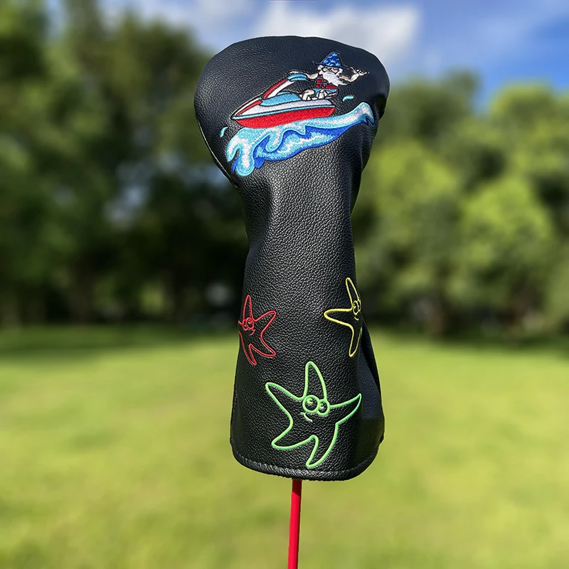 Wizards in Surfing Golf Club #1 #3 #5 Wood Head covers Driver Fairway Woods Hybrid Cover putter Covers