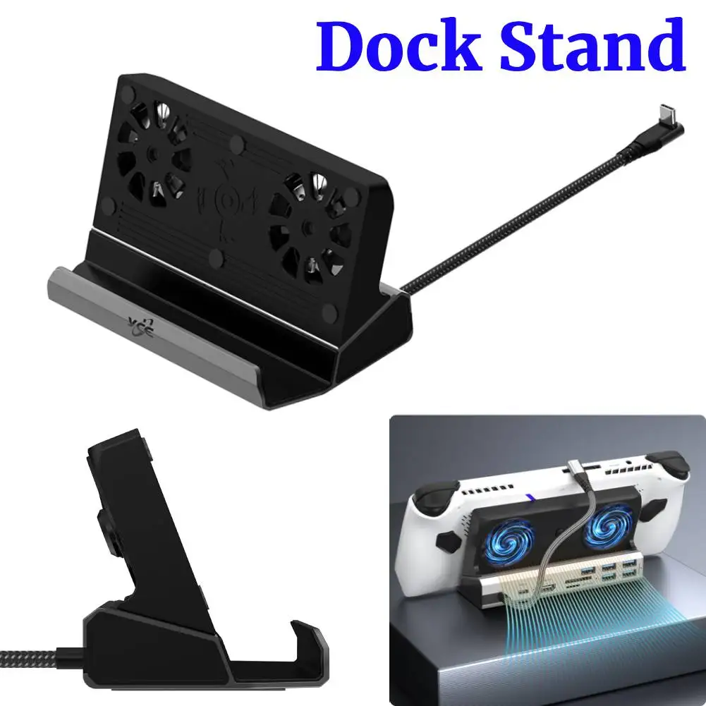محور وحدة التحكم في قفص الاتهام لـ ROG Ally HDMI-متوافق مع USB C محطة إرساء 60 هرتز حامل قاعدة تثبيت جيجابت إيثرنت 1000 ميجابت في الثانية PD 100 وات محور قاعدة توصيل