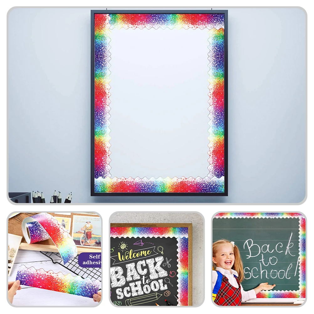 

Colorful Dot Frame Border Paper Bulletin Board Decorative Trim Adorable Wave Replace Classroom Office Door Window Chalkboard