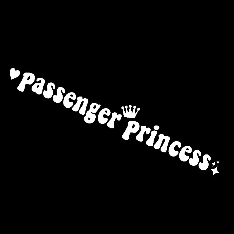 Passenger Princess Crown Car Rearview Mirror Sticker, 15x2.3cm Funny Text Decal, Self-adhesive Auto Interior Accessory
