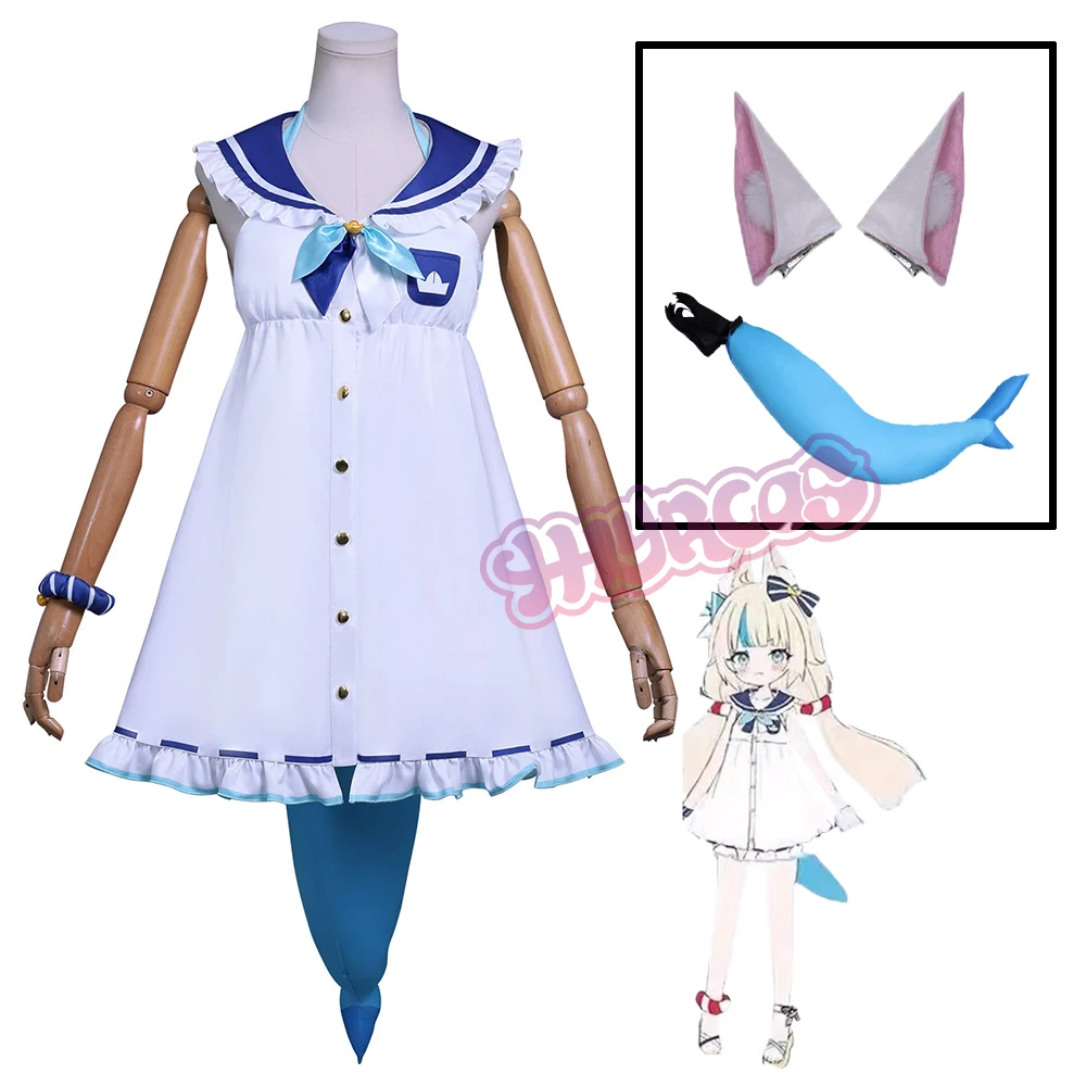 

Vtuber Hololive Gura Shark Sameko Saba костюмы для косплея головные уборы хвост пушистый хвост уши полный комплект наряды для вечеринки на Хэллоуин женские