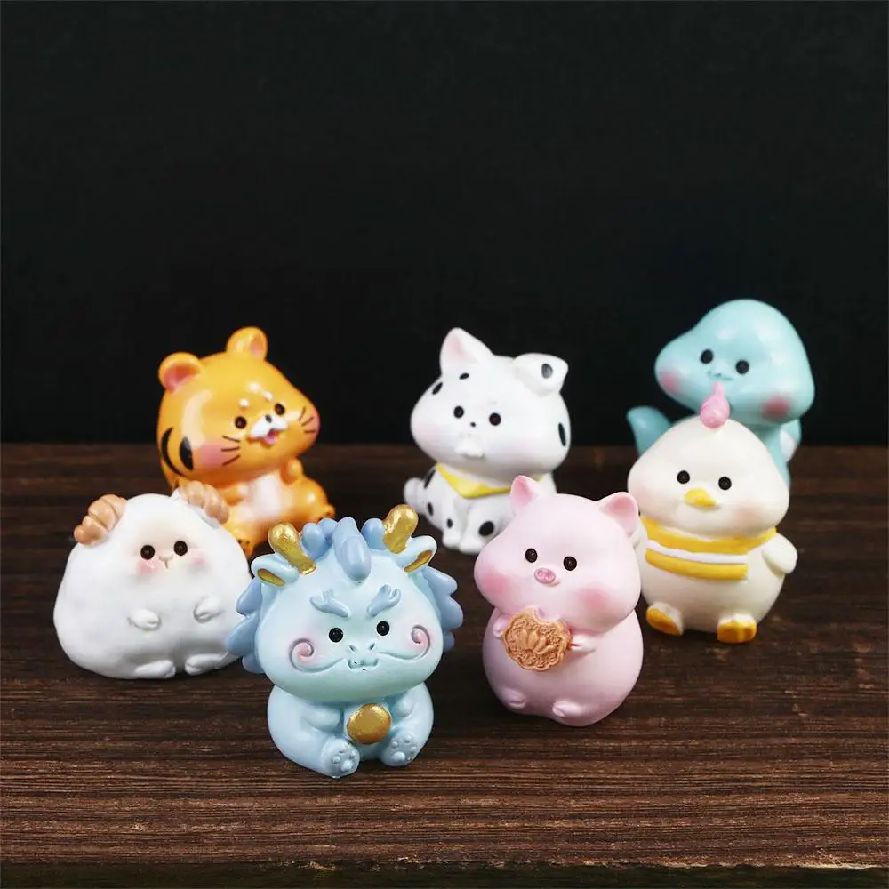 1PC Mini Zodiac Mouse Rabbit Tiger Dragon Animal Landscape Decoration Gardening Resin Ornaments Crafts Home Decor Birthday Gift