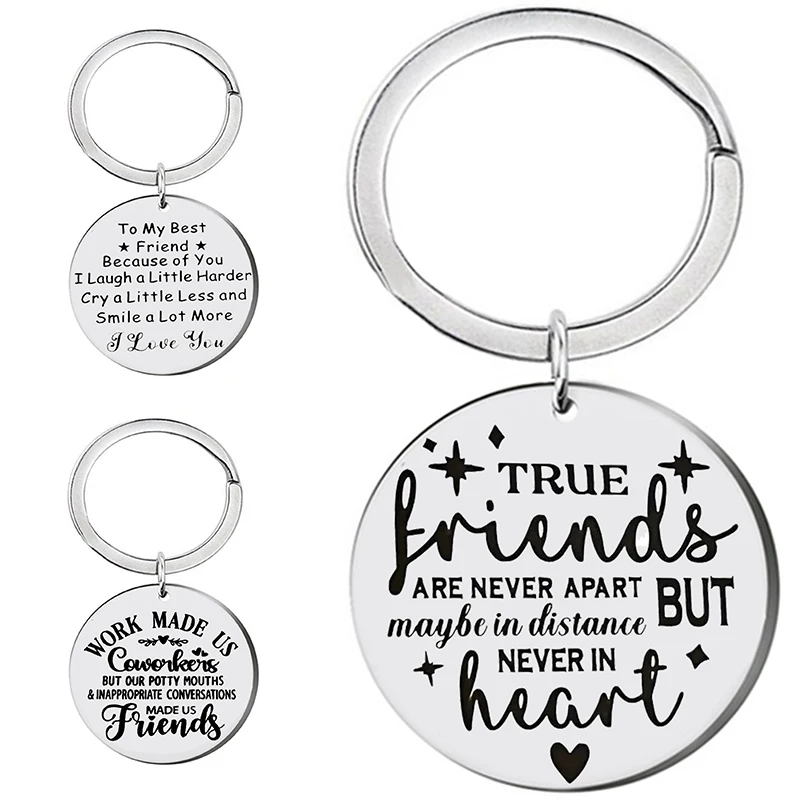 To My Friends Keychain,Stainless Steel Engraved Inspirational Keychain,Best Friends Friendship Keychain,Ideal Gift For Birthday