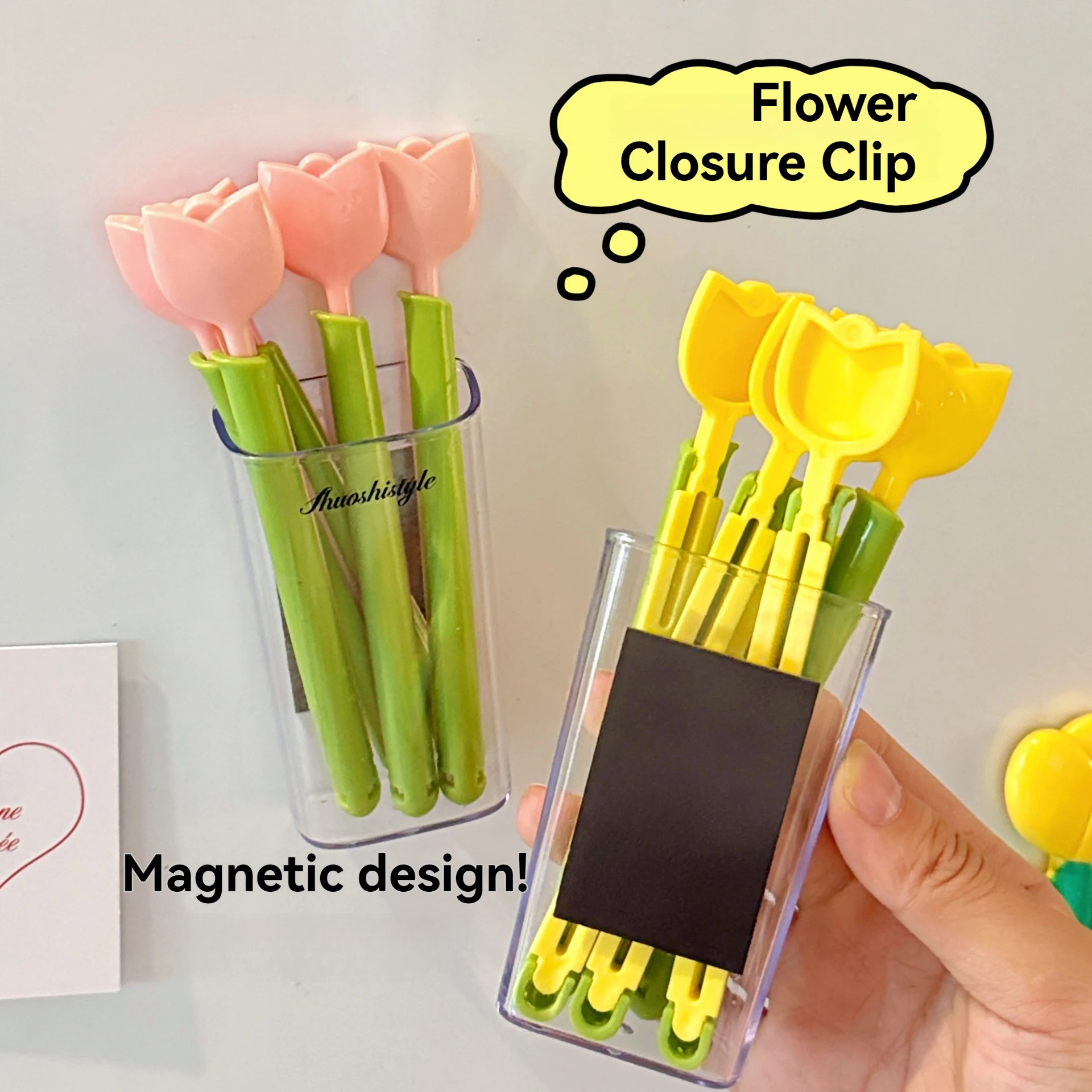 5 Pcs Tulip magnetic sealing clip, moisture-proof and fresh-keeping clip,divine tool for snack sealing clip