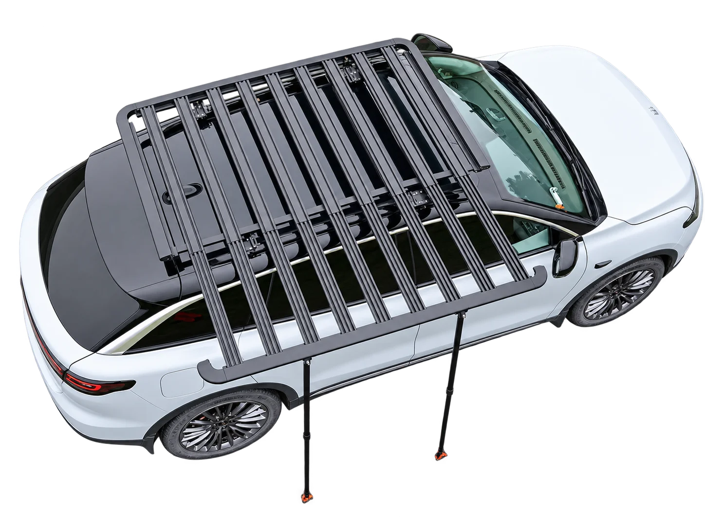 Overland Roof Rack Platform - 汎用アルミ製ルーフキャリア。SUV、ピックアップトラック、オフロードキャンプに最適な、引き出し式の荷台。