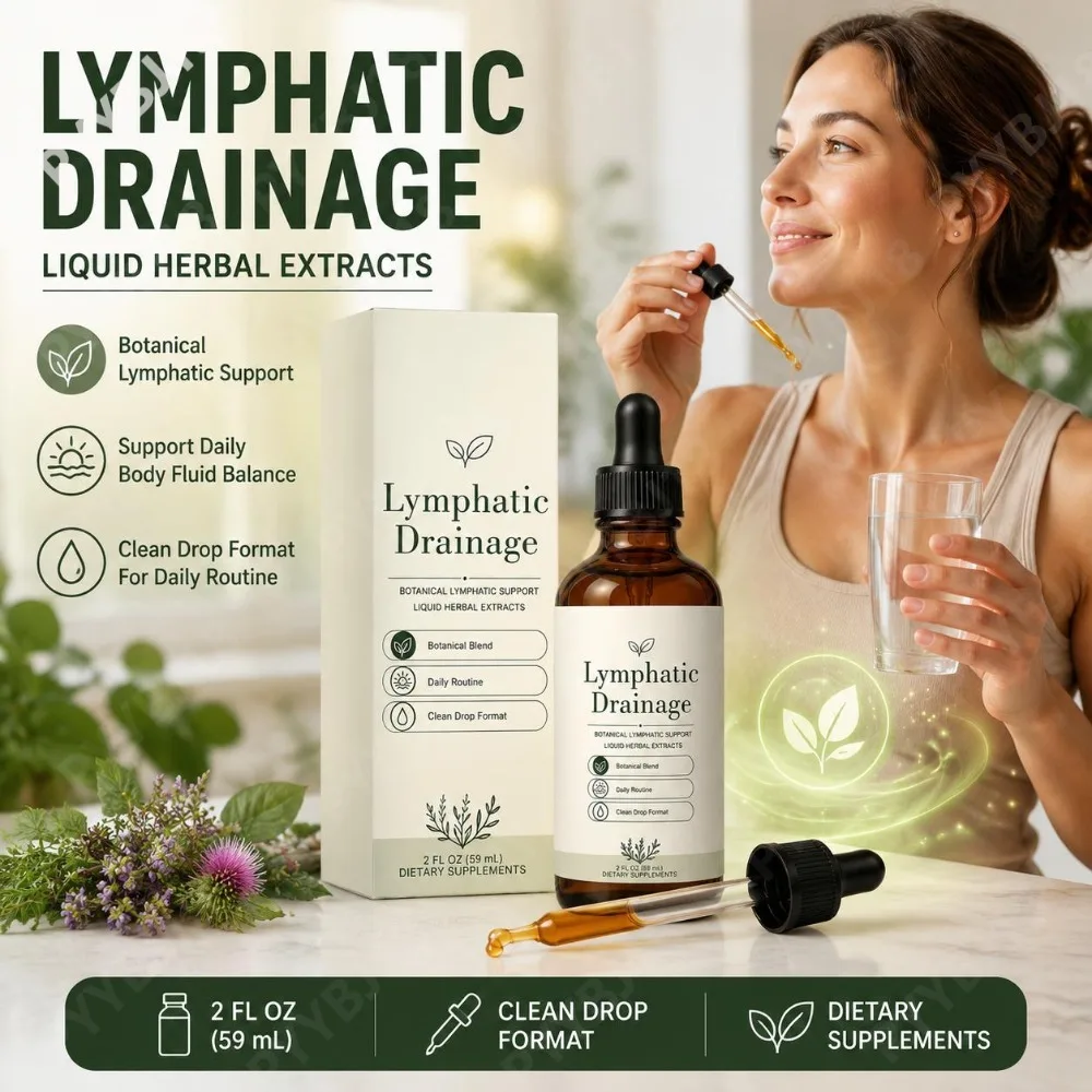 Lymphatic Drainage Liquid Drops with Cleavers Dandelion Burdock Root Red Clover Extract for Daily Fluid Balance & Wellness 59 mL