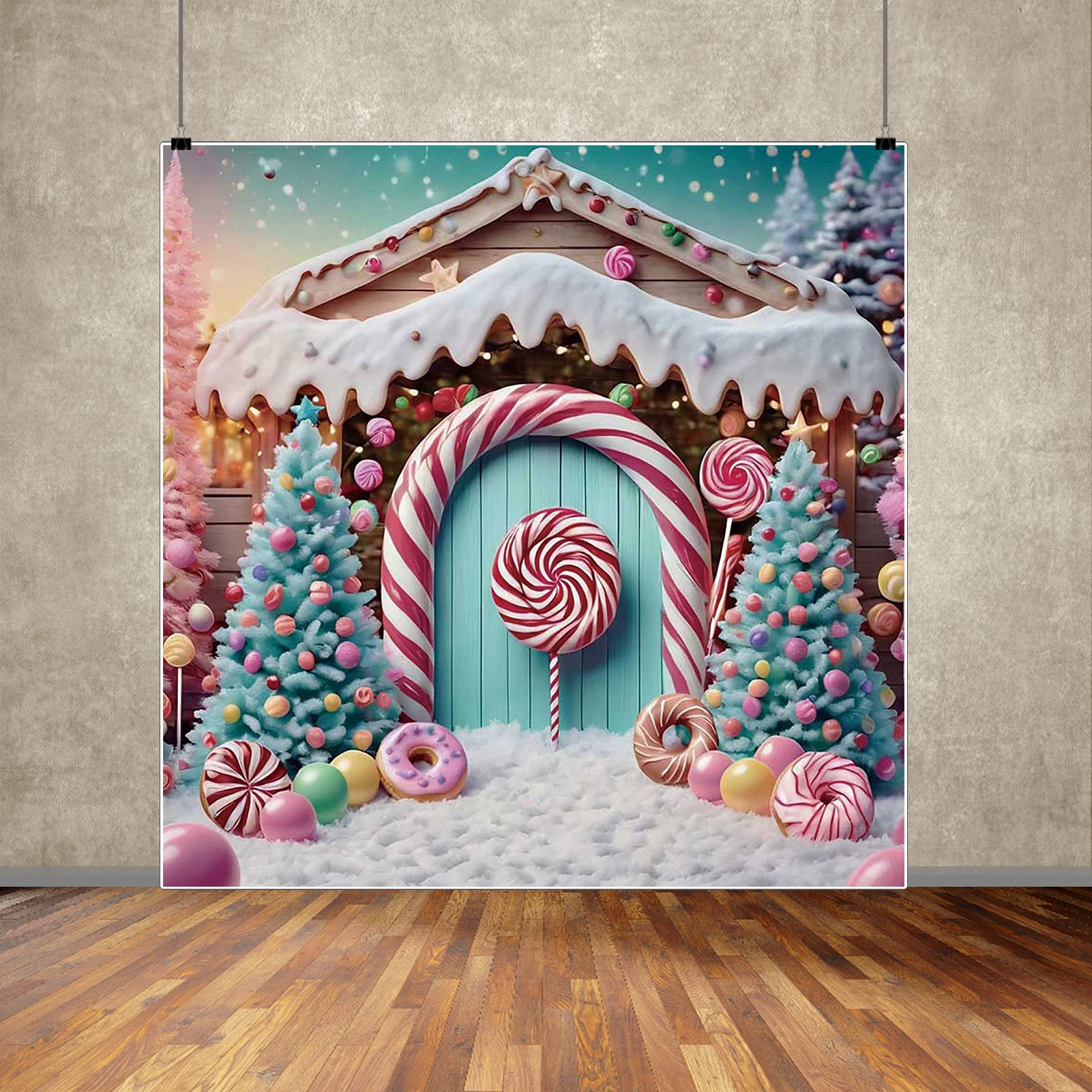 MOON.QG Candy World Achtergrond Fotografie Roze Lollipop Cabine Kerst Aangepaste Achtergrond Kinderen Schieten Photobooth Photocall