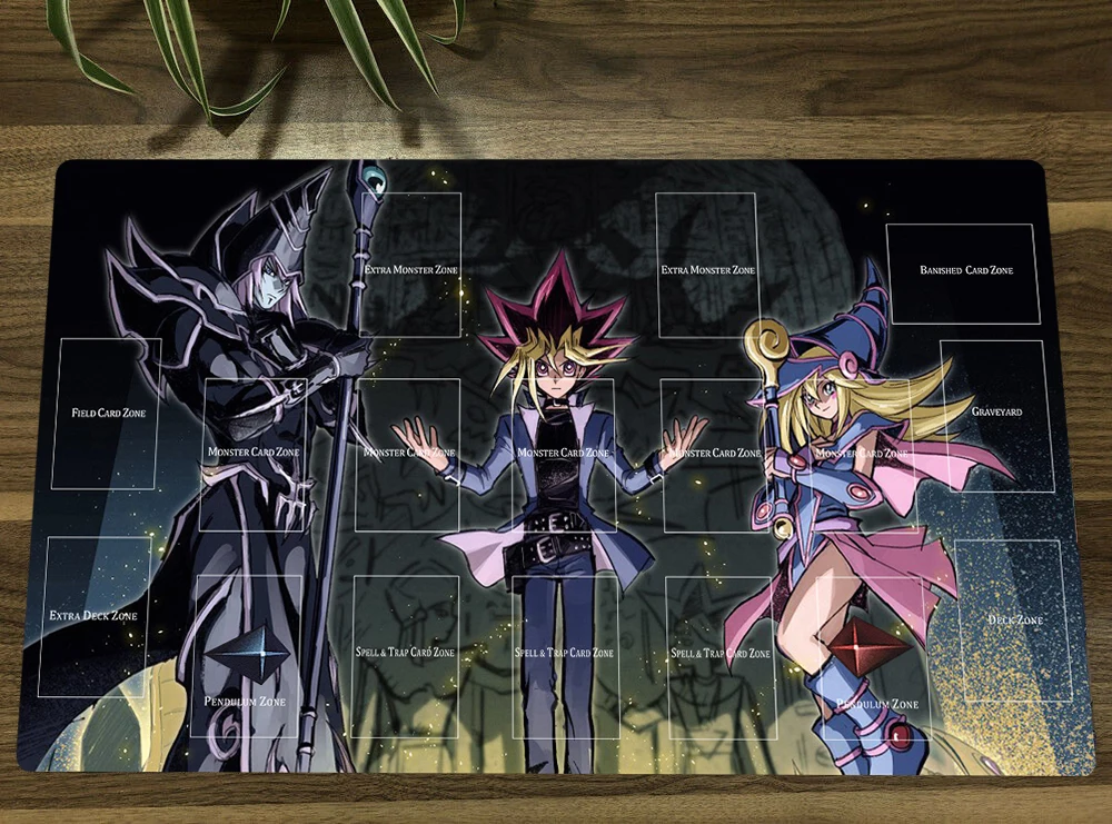 

YuGiOh Dark Magician & Yugi Muto TCG CCG Mat Trading Card Game Mat Table Playmat Desk Gaming Play Mat Mouse Pad 60x35cm Free Bag