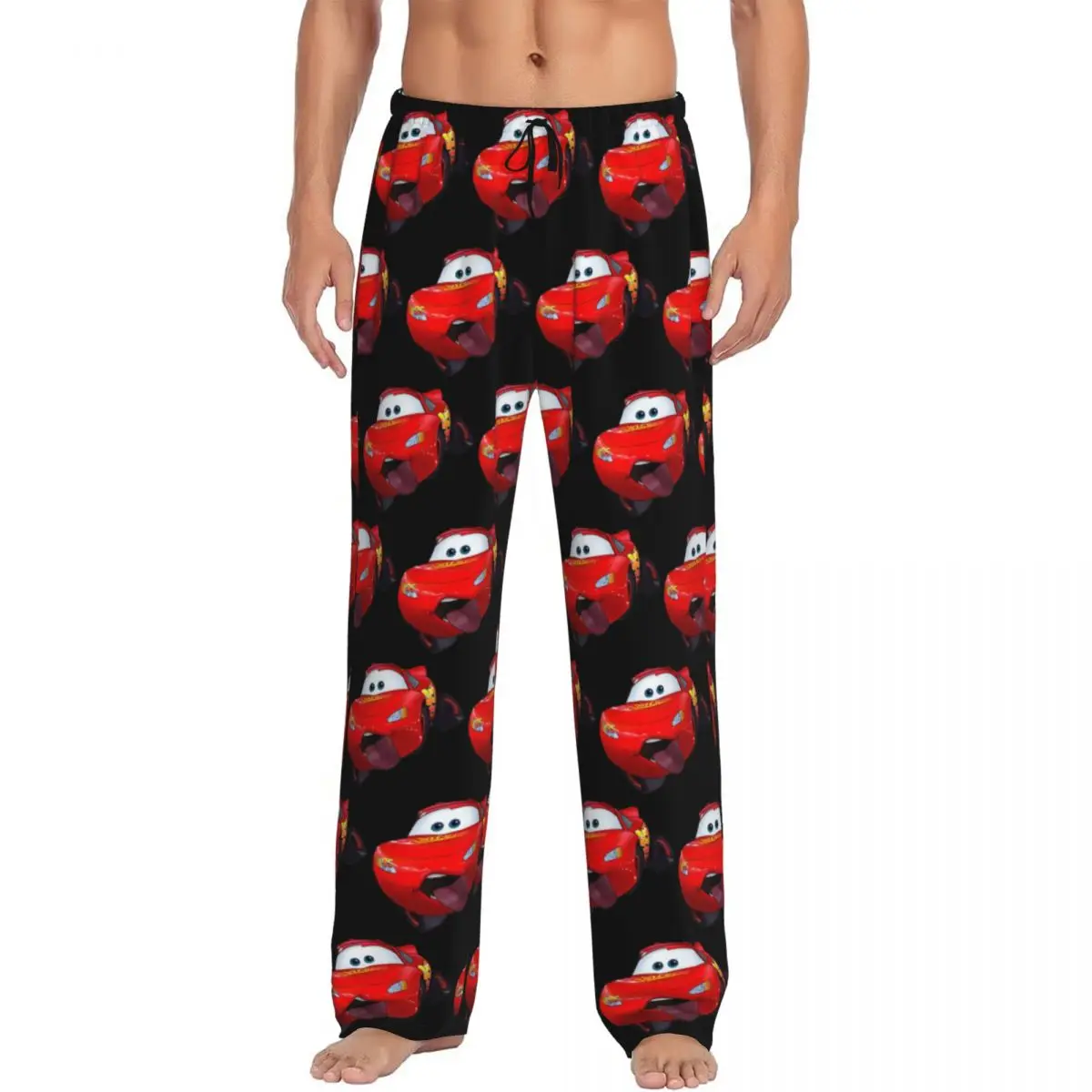 Pantalones de pijama con estampado personalizado Lightning McQueen Ahh para hombres, ropa de dormir con bolsillos