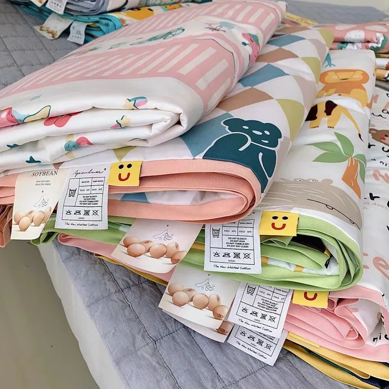 Kid Baby Long-staple Cotton Air-conditioning Quilt Kindergarten Soft Breathable Cartoon Soybean Fiber Summer Quilt Baby Bedding