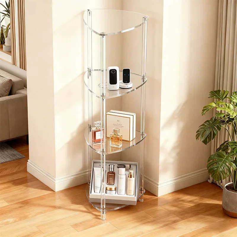 DSA acrylic triangular side table stepped side table transparent bedside table small bedside decorative corner